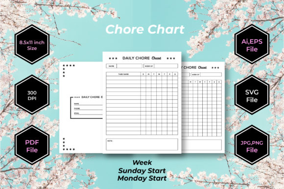 Daily Chore Chart Printable KDP Interior Guide