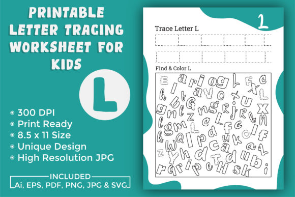 Letter Tracing Worksheet for Kids L: KDP Interior Guide